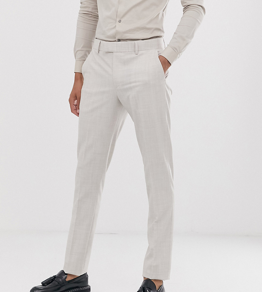 ASOS DESIGN Tall - Bruiloft - Skinny pantalon met ruitmotief in taupe-Beige