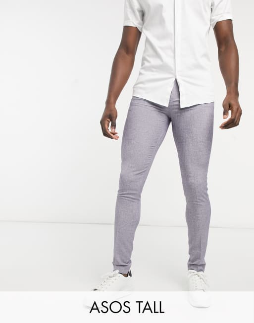 ASOS DESIGN Tall - Bruiloft - Super skinny pantalon in donkergrijs met gekruiste ruit