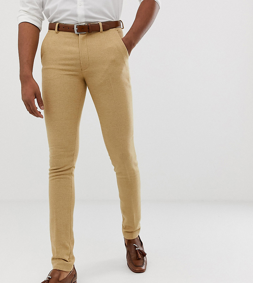 ASOS DESIGN Tall - Bruiloft - Superskinny pantalon met kleine ruitjes in kiezelkleurig-Beige