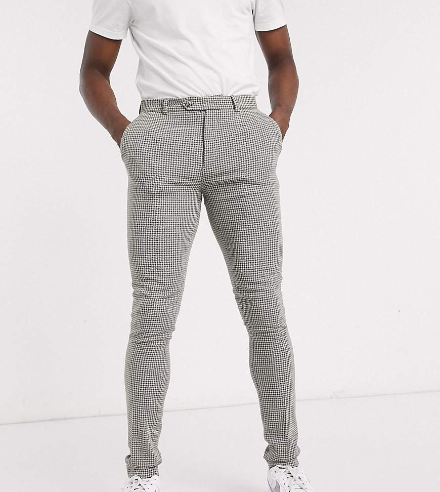ASOS DESIGN Tall - Bruiloft - Superskinny pantalong van grijs wol met micro pied-de-poule