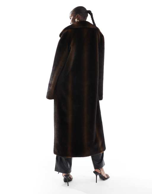 ASOS DESIGN Tall - Brun longline-frakke i imiteret pels med vintagelook, 4 af 4
