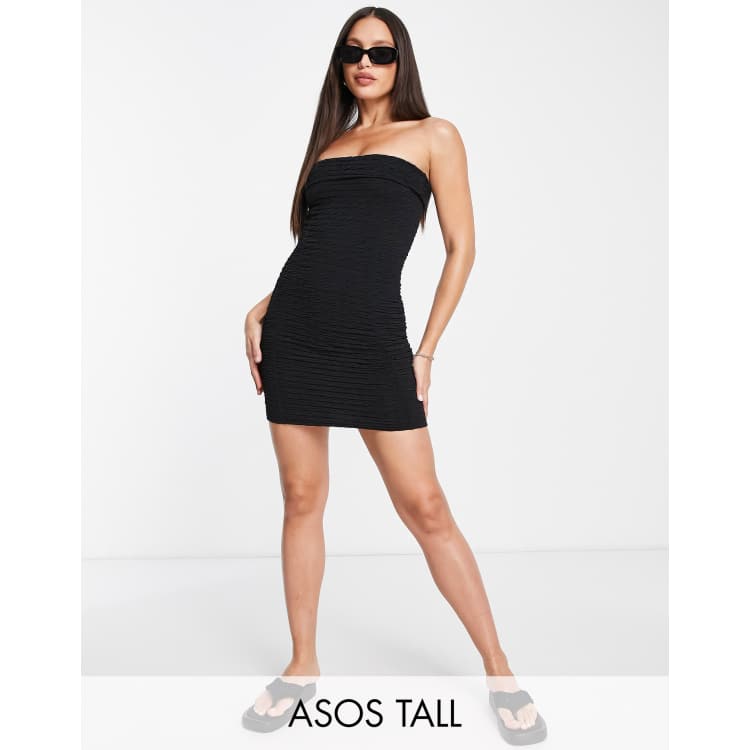 ASOS Edition Statement Jacquard Full Mini Bandeau Dress in Black