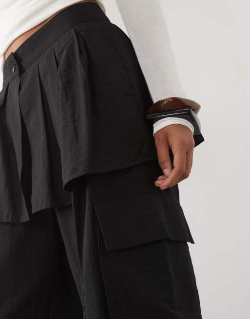 ASOS DESIGN Tall bukser med ballonben og nederdel-detalje i sort, 3 af 5