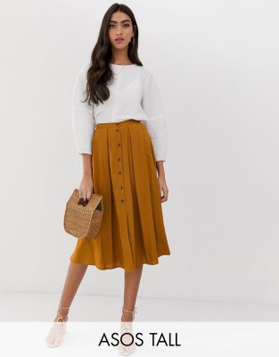 asos design midi skirt with button front