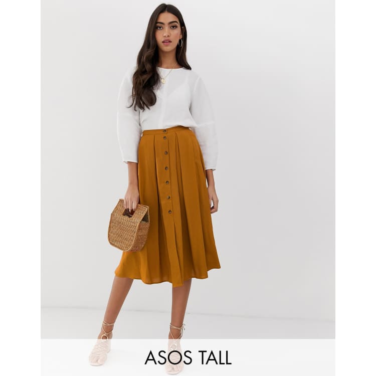 Asos design midi skirt with best sale button front