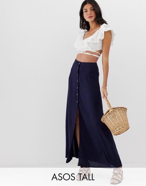 ASOS DESIGN Tall button front maxi skirt
