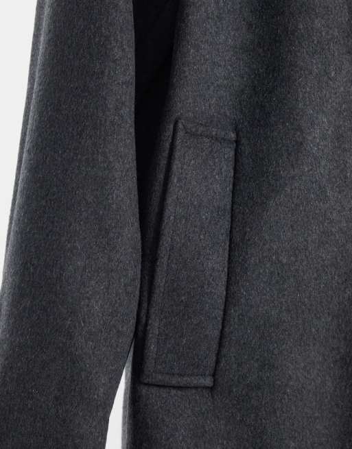 ASOS DESIGN Tall button-through coat in dark grey, 3 of 4