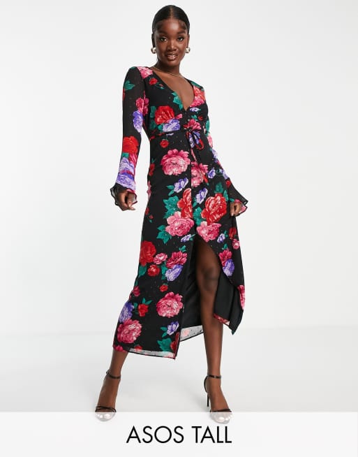 Asos design button 2025 through maxi tea dress