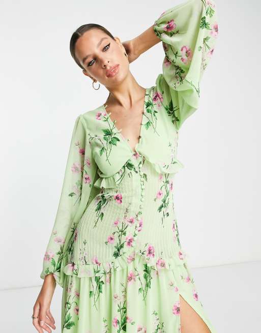 asos green floral maxi dress