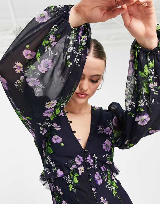 Asos navy floral dress hotsell