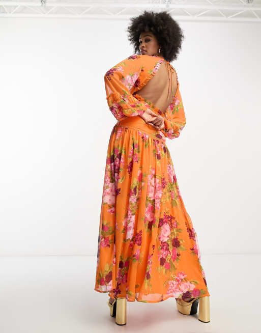 Asos orange hot sale floral dress