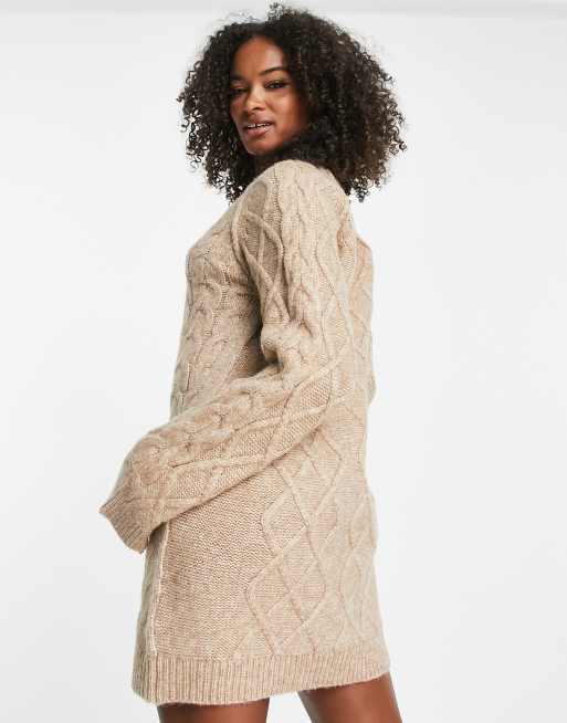 mini cable knit sweater dress Lace-Up Ribbon IVORY / XL This garment fits true to size ASOS DESIGN Tall cable knit