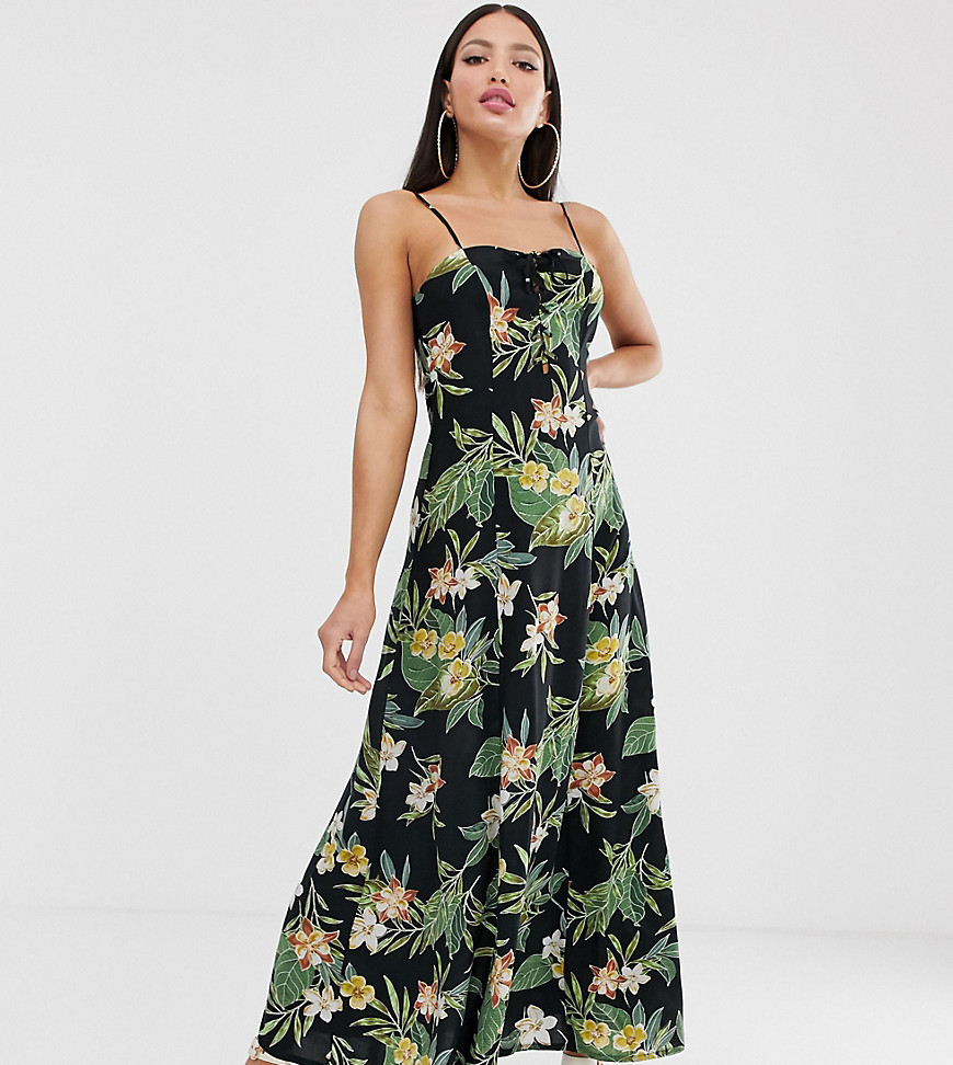 ASOS DESIGN Tall cami maxi dress in tropical print-Multi
