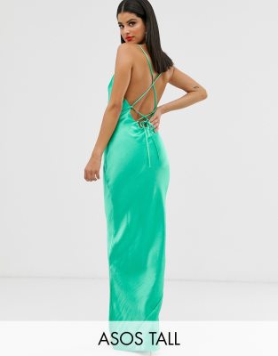 green satin dress asos