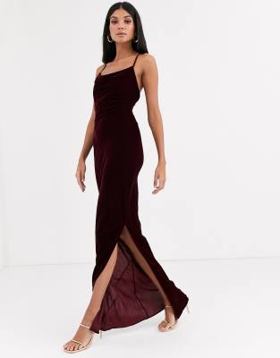 asos design velvet square neck maxi dress