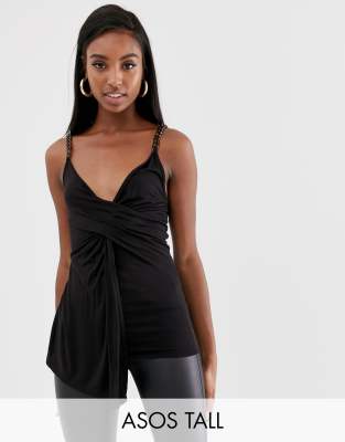 ASOS DESIGN Tall - Caraco col bénitier à bretelles écailles - Noir