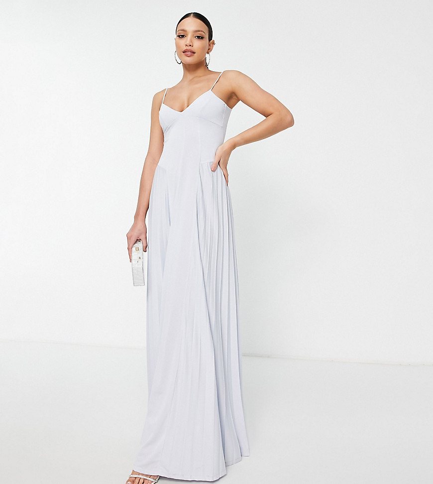 ASOS DESIGN Tall cami pleated maxi dress in pale blue-Pink