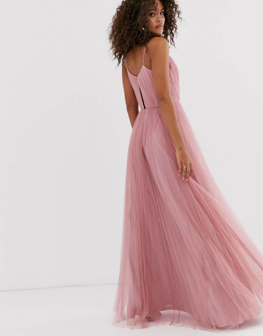 Asos cami pleated tulle maxi outlet dress