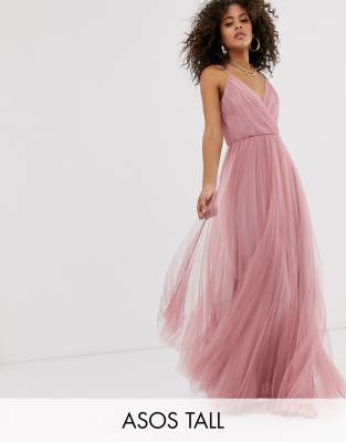 asos design cami pleated tulle maxi dress