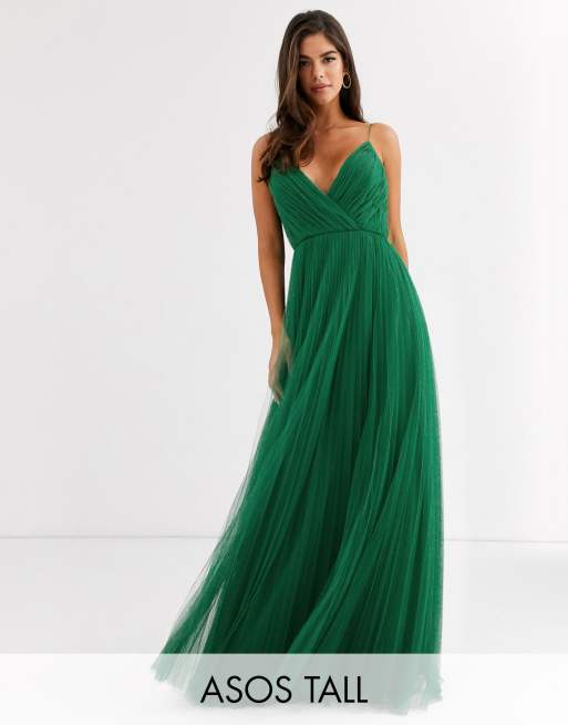 Pleated tulle maxi store dress