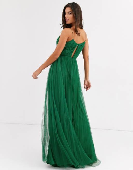 Asos design cami outlet pleated tulle maxi dress