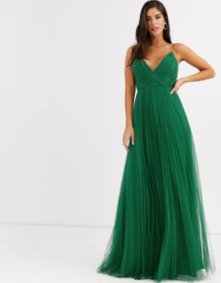 green tulle maxi dress