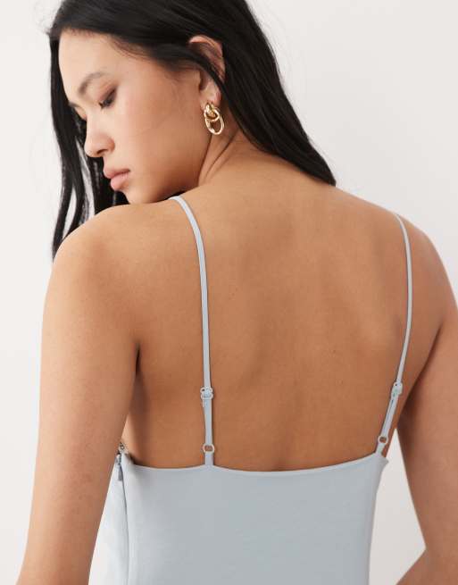 ASOS DESIGN Tall cami scoop neck drop waist maxi dress in light blue, 4 of 4