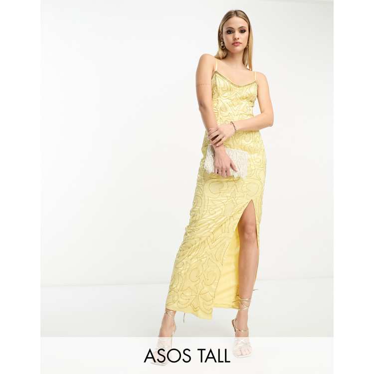 Asos design tall sequin maxi dress with ladder trim hotsell