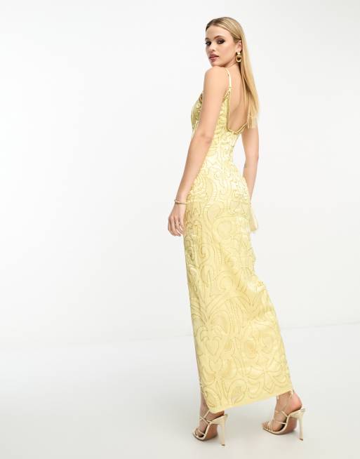 Asos yellow cheap sequin dress