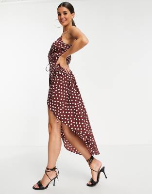 asos brown polka dot dress