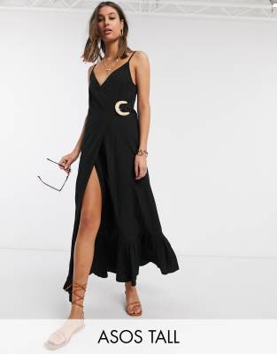 asos black linen dress