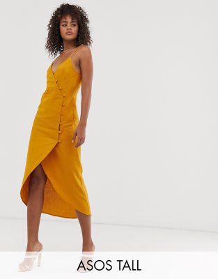 mustard wrap maxi dress