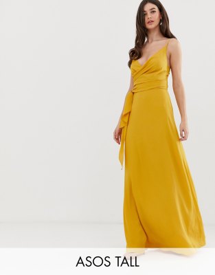 cami wrap maxi dress with tie waist