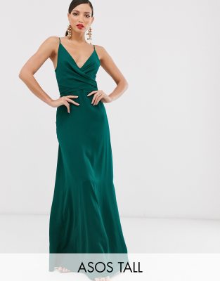 asos design cami wrap maxi dress with tie waist
