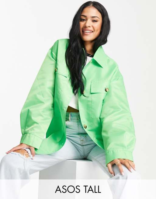 ASOS DESIGN Tall - Camicia giacca in nylon verde menta