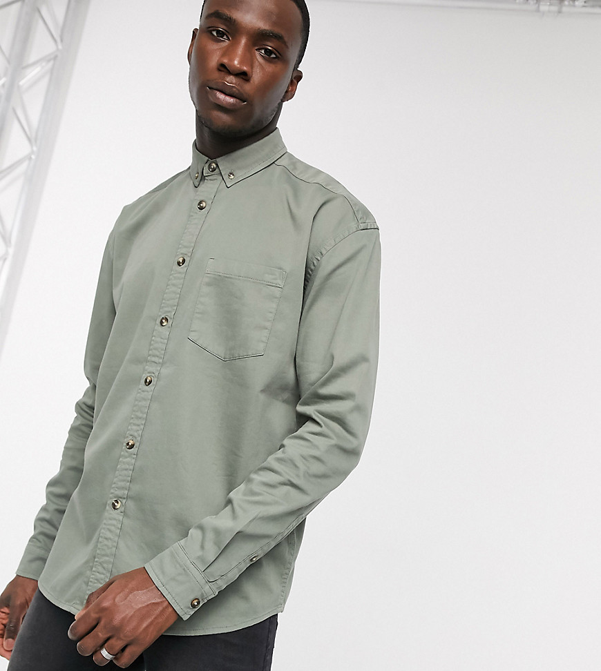 ASOS DESIGN Tall - Camicia oversize di jeans organico verde slavia