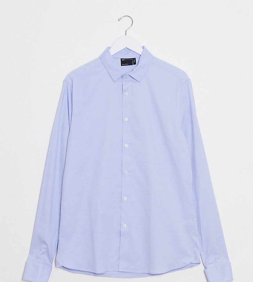 ASOS DESIGN Tall - Camicia Oxford skinny formale blu con doppio polsino