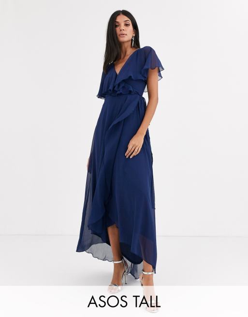 Asos design cape back dipped hem midi dress sale