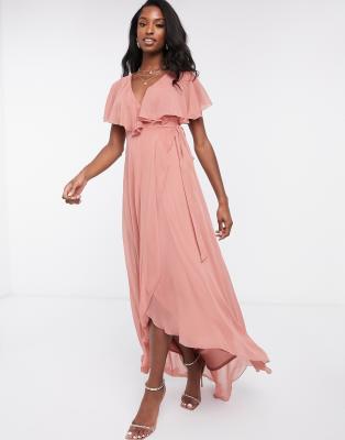 cape back dipped hem maxi dress