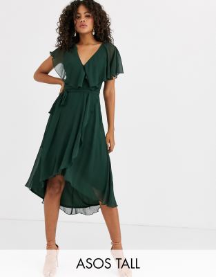 asos design cape back dipped hem midi dress