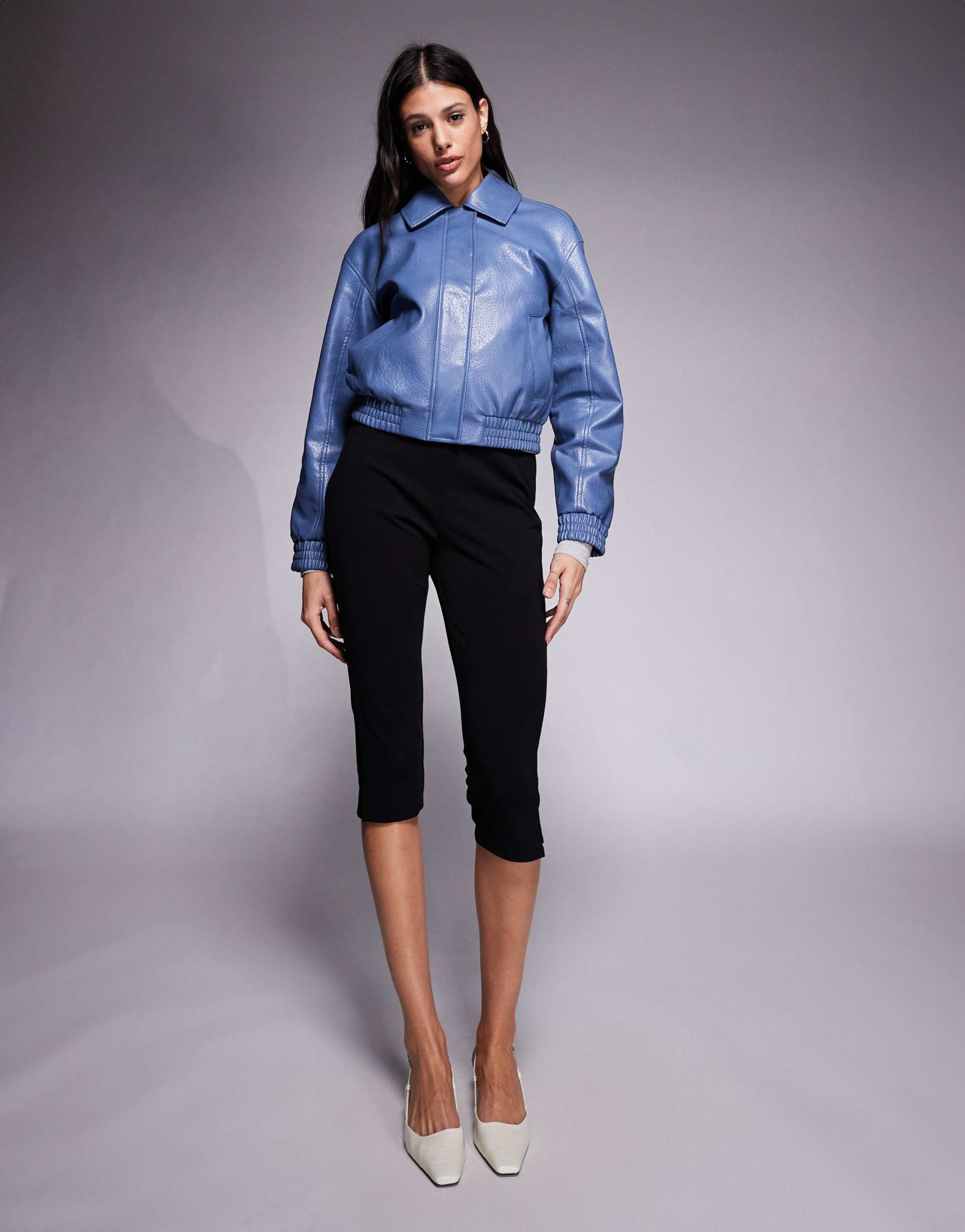 asos design tall capri pants with side slits in black