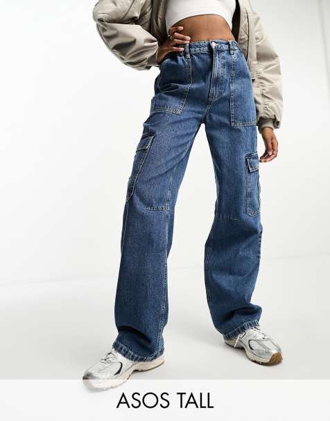 ASOS DESIGN Tall – Cargo-Jeans in Mittelblau - view 1