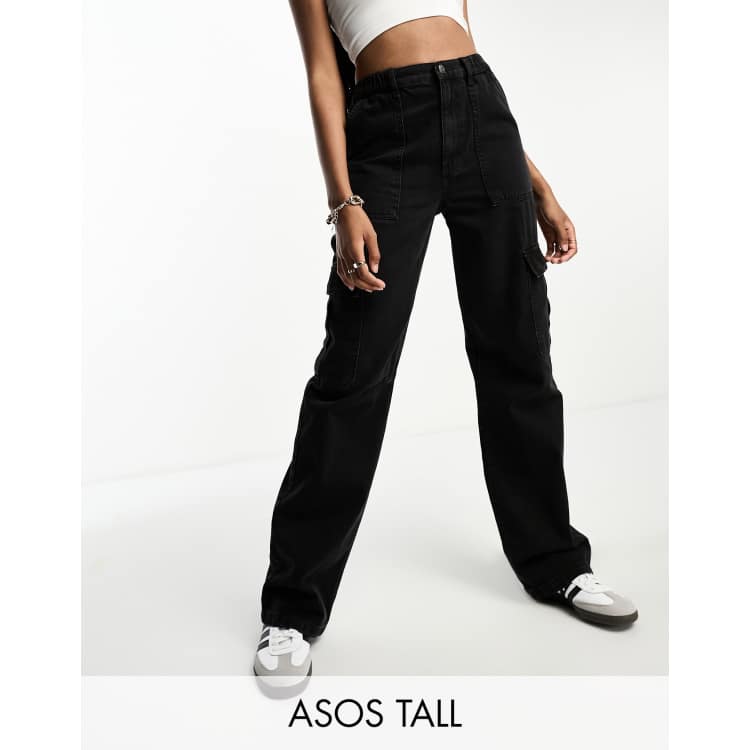 ASOS DESIGN Tall Cargo Jeans in verwaschenem Schwarz ASOS