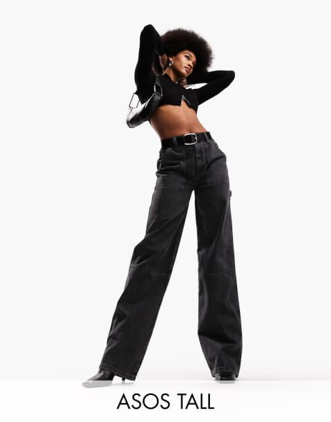 Women's Cargo Jeans, Black & Low Rise Cargo Pants