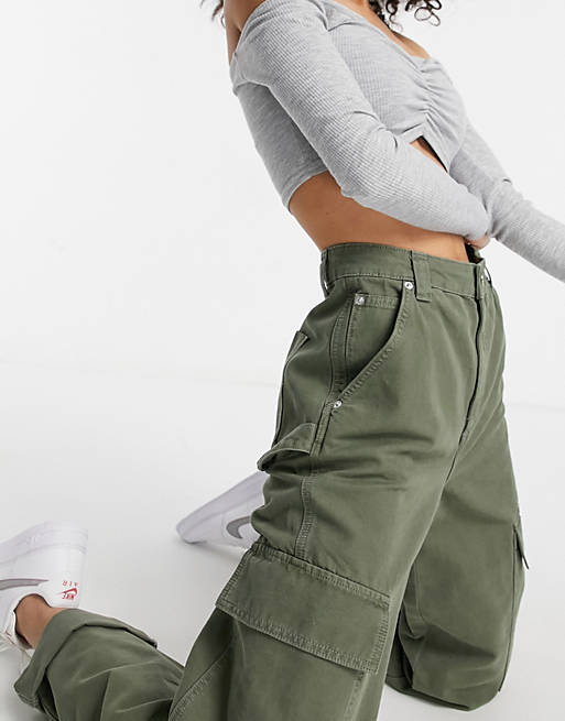 ASOS DESIGN Tall cargo trousers with utility pocket in khaki