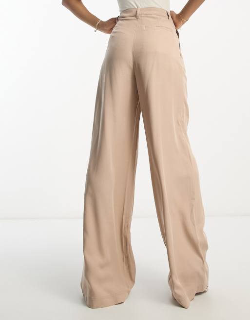 ASOS DESIGN Tall casual wide leg pants in beige