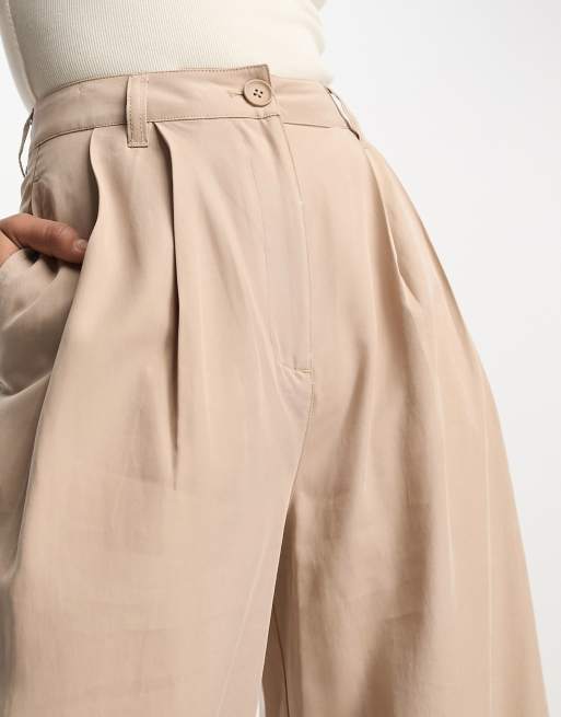ASOS DESIGN Tall casual wide leg pants in beige, 4 of 4