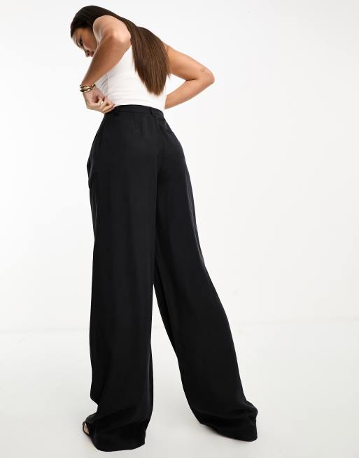 ASOS DESIGN Tall wide leg pants in black