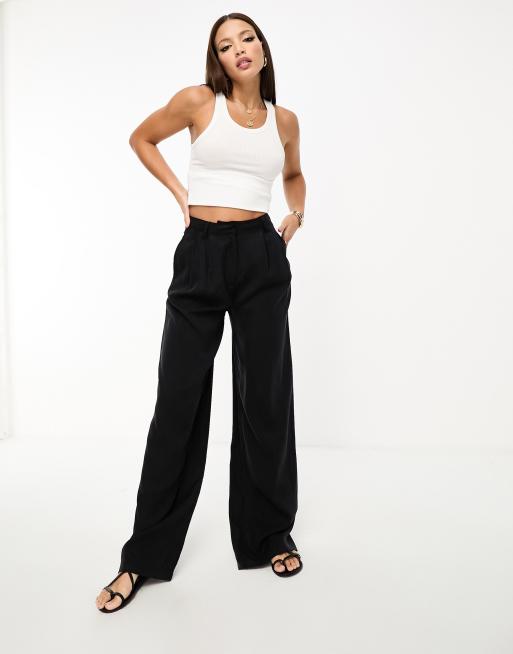 ASOS DESIGN Tall casual wide leg pants in black