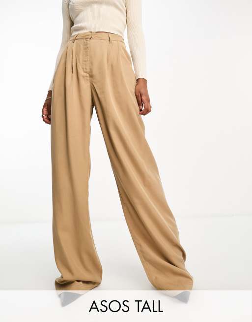 ASOS DESIGN casual wide leg pants in beige